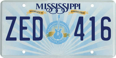 MS license plate ZED416
