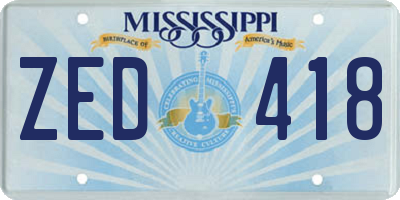 MS license plate ZED418