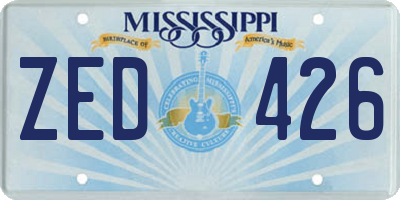 MS license plate ZED426