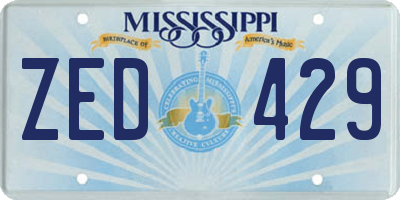 MS license plate ZED429