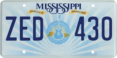 MS license plate ZED430