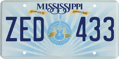 MS license plate ZED433