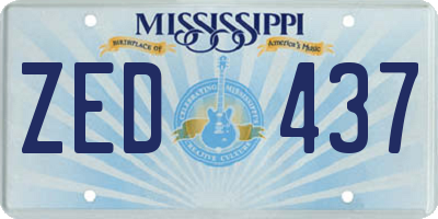 MS license plate ZED437