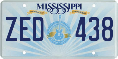 MS license plate ZED438
