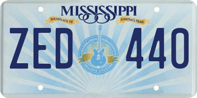 MS license plate ZED440