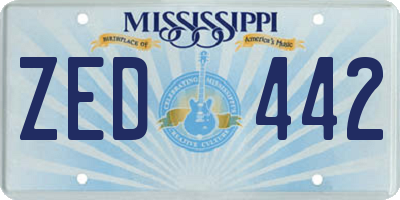 MS license plate ZED442