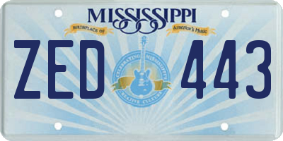 MS license plate ZED443