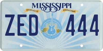 MS license plate ZED444