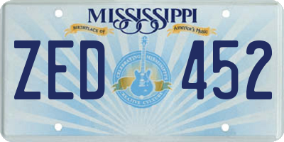 MS license plate ZED452