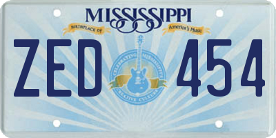 MS license plate ZED454