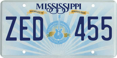 MS license plate ZED455