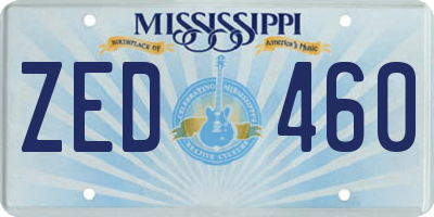 MS license plate ZED460