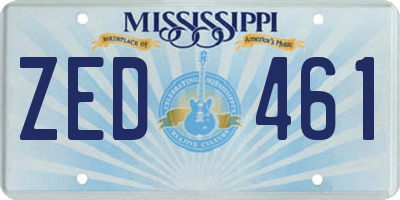 MS license plate ZED461