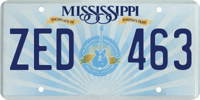 MS license plate ZED463