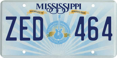 MS license plate ZED464