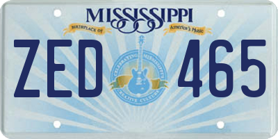 MS license plate ZED465