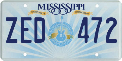 MS license plate ZED472