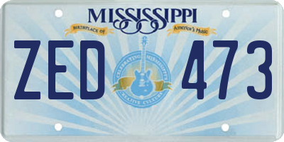MS license plate ZED473