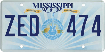 MS license plate ZED474