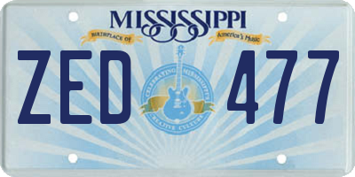 MS license plate ZED477