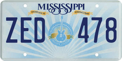 MS license plate ZED478