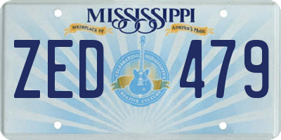 MS license plate ZED479