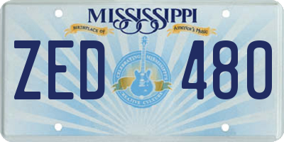 MS license plate ZED480