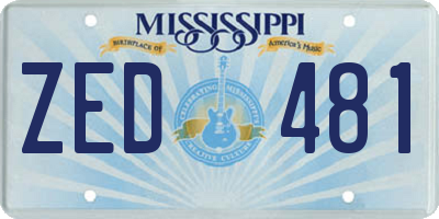 MS license plate ZED481