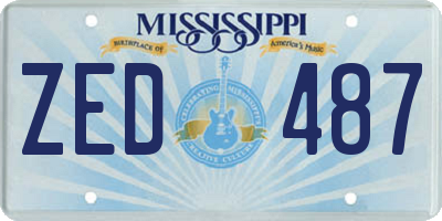 MS license plate ZED487