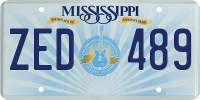 MS license plate ZED489