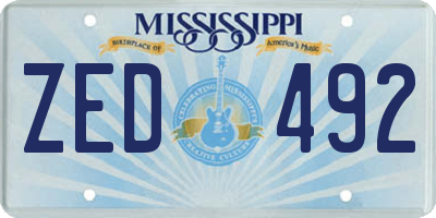 MS license plate ZED492