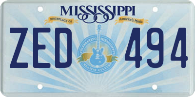 MS license plate ZED494