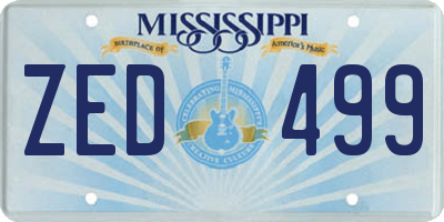 MS license plate ZED499
