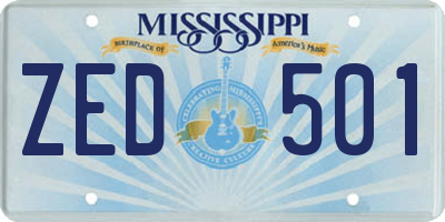 MS license plate ZED501