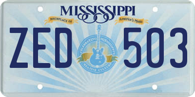 MS license plate ZED503
