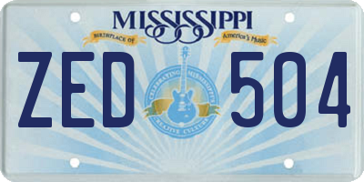 MS license plate ZED504