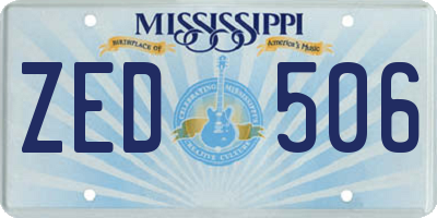 MS license plate ZED506