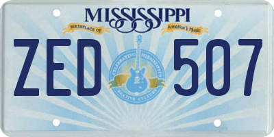 MS license plate ZED507