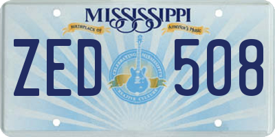 MS license plate ZED508