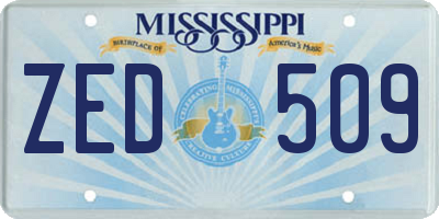 MS license plate ZED509