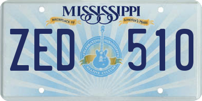 MS license plate ZED510