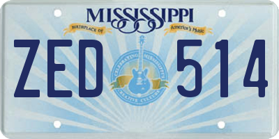 MS license plate ZED514