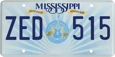 MS license plate ZED515
