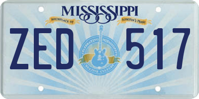 MS license plate ZED517