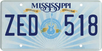 MS license plate ZED518