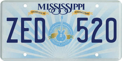 MS license plate ZED520