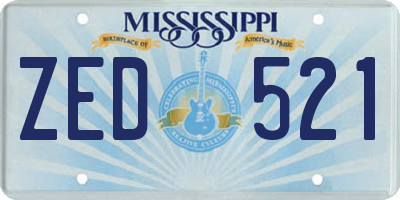 MS license plate ZED521