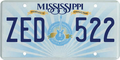 MS license plate ZED522