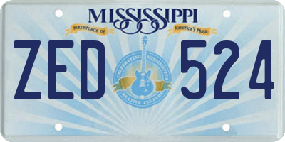 MS license plate ZED524