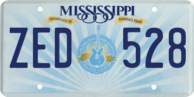MS license plate ZED528